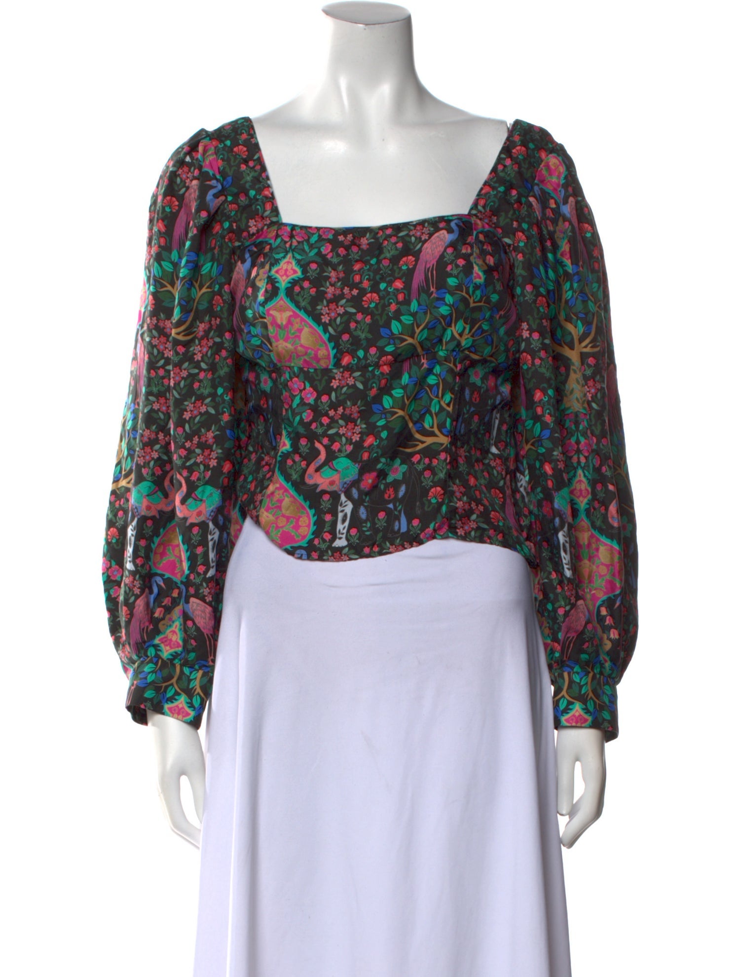 Sandro Silk Floral Print Crop Top