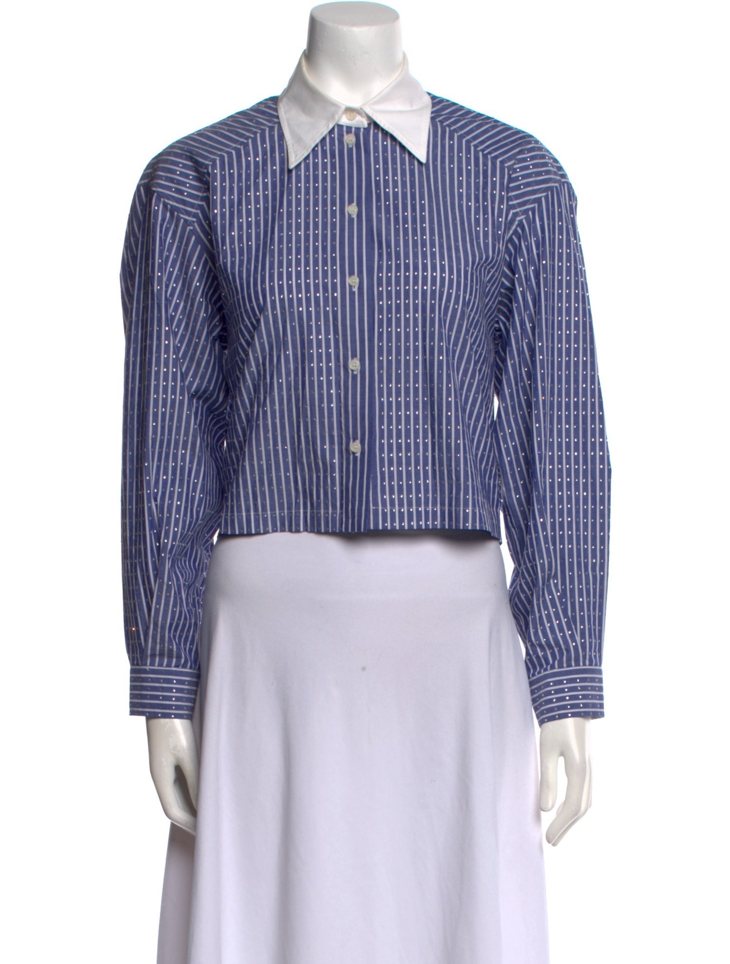 Sandro Striped Long Sleeve Crop Top