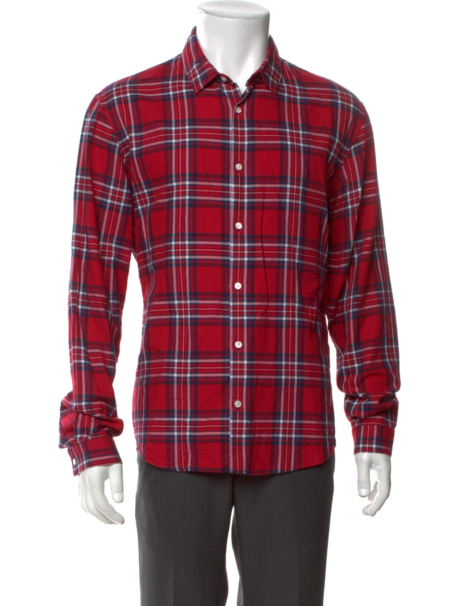 Sandro Plaid Print Long Sleeve Shirt