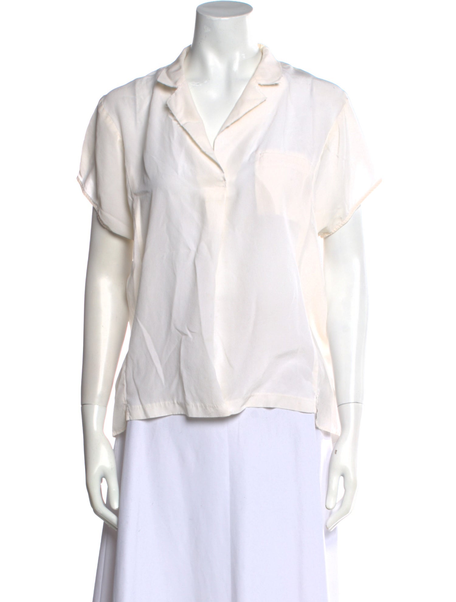 Sandro Silk Short Sleeve Button-Up Top