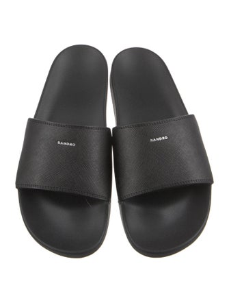 Sandro Embossed Leather Slides
