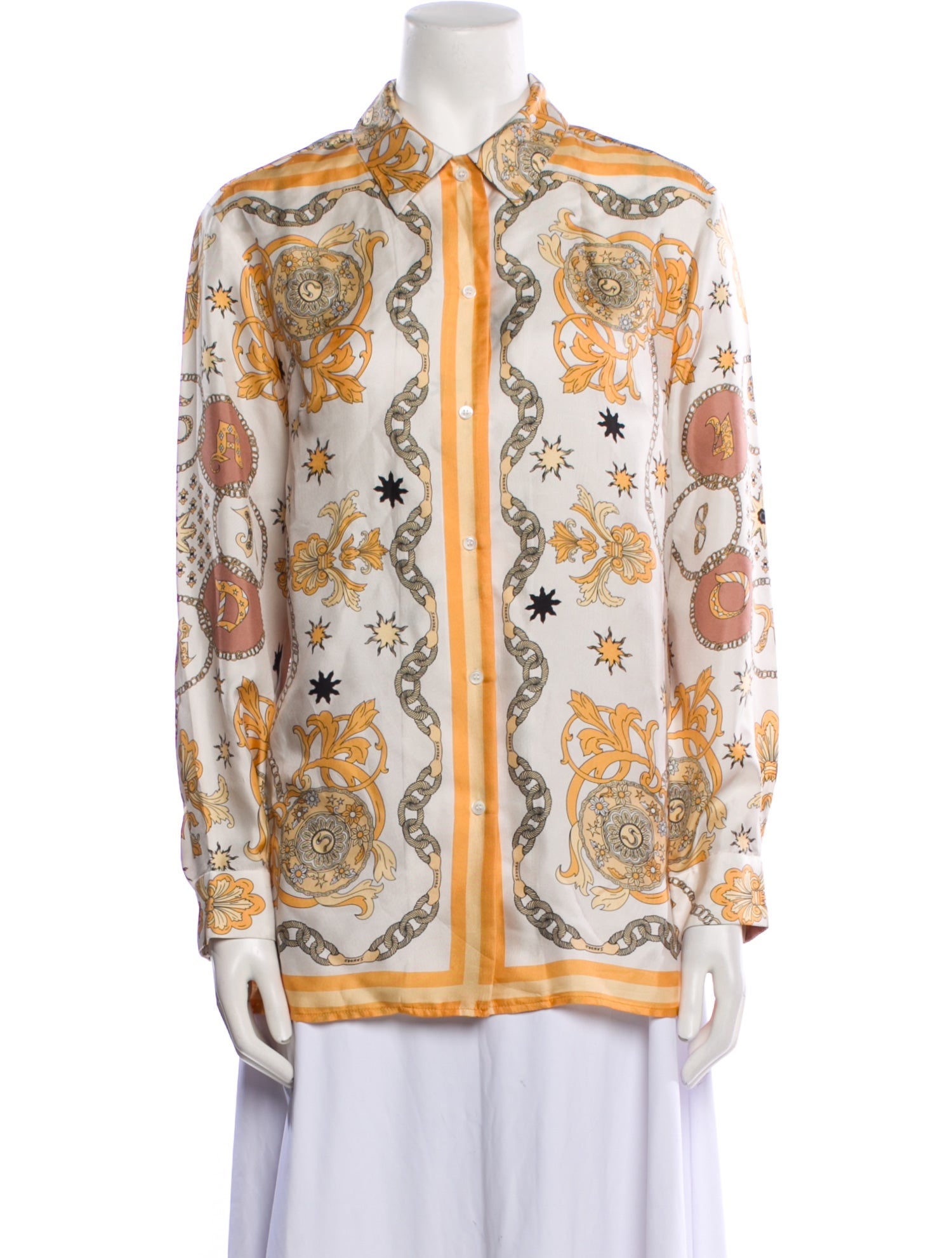 Sandro Silk Paisley Print Button-Up Top