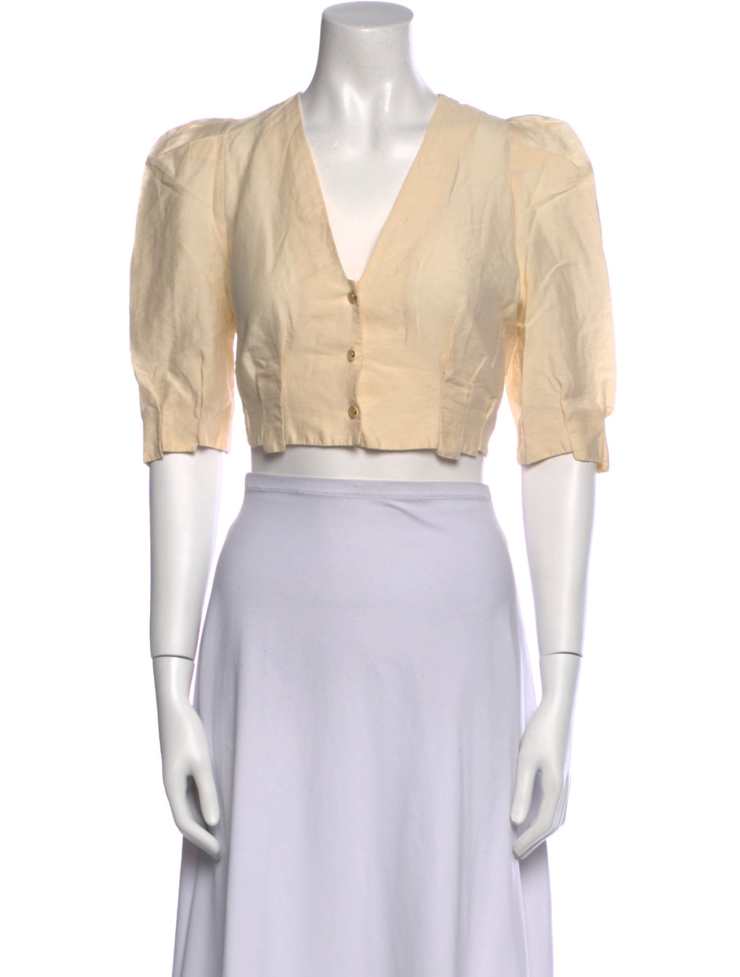 Sandro Linen V-Neck Crop Top