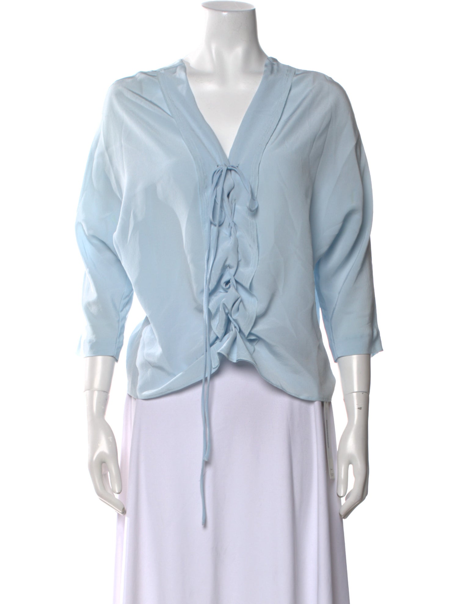 Sandro V-Neck Three-Quarter Sleeve Blouse