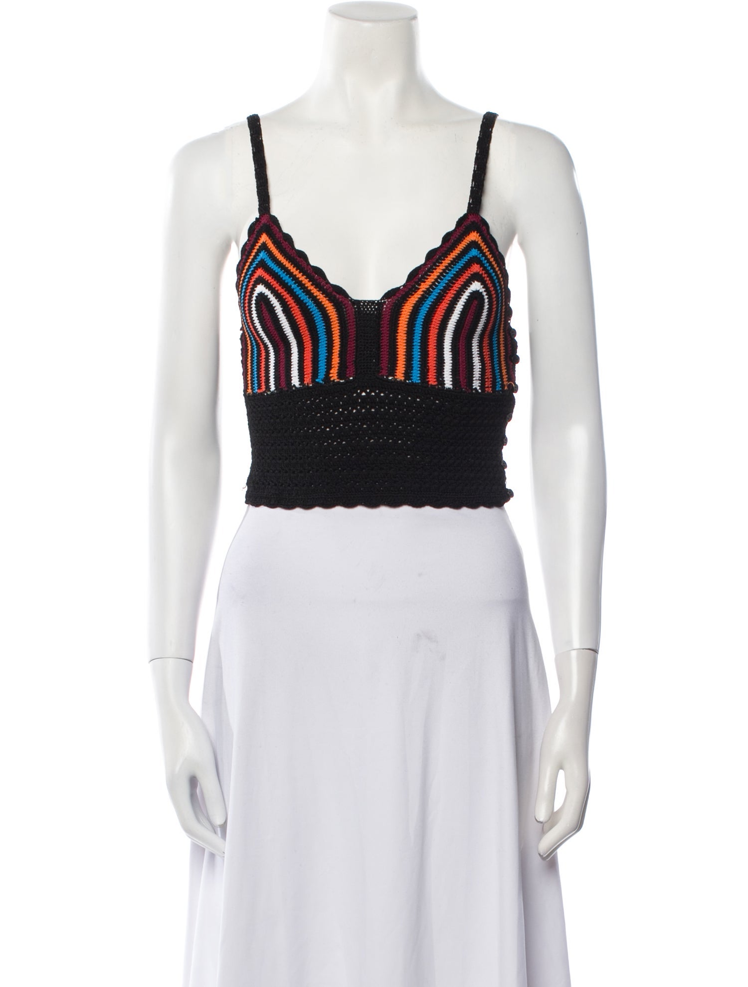 Sandro Striped V-Neck Crop Top