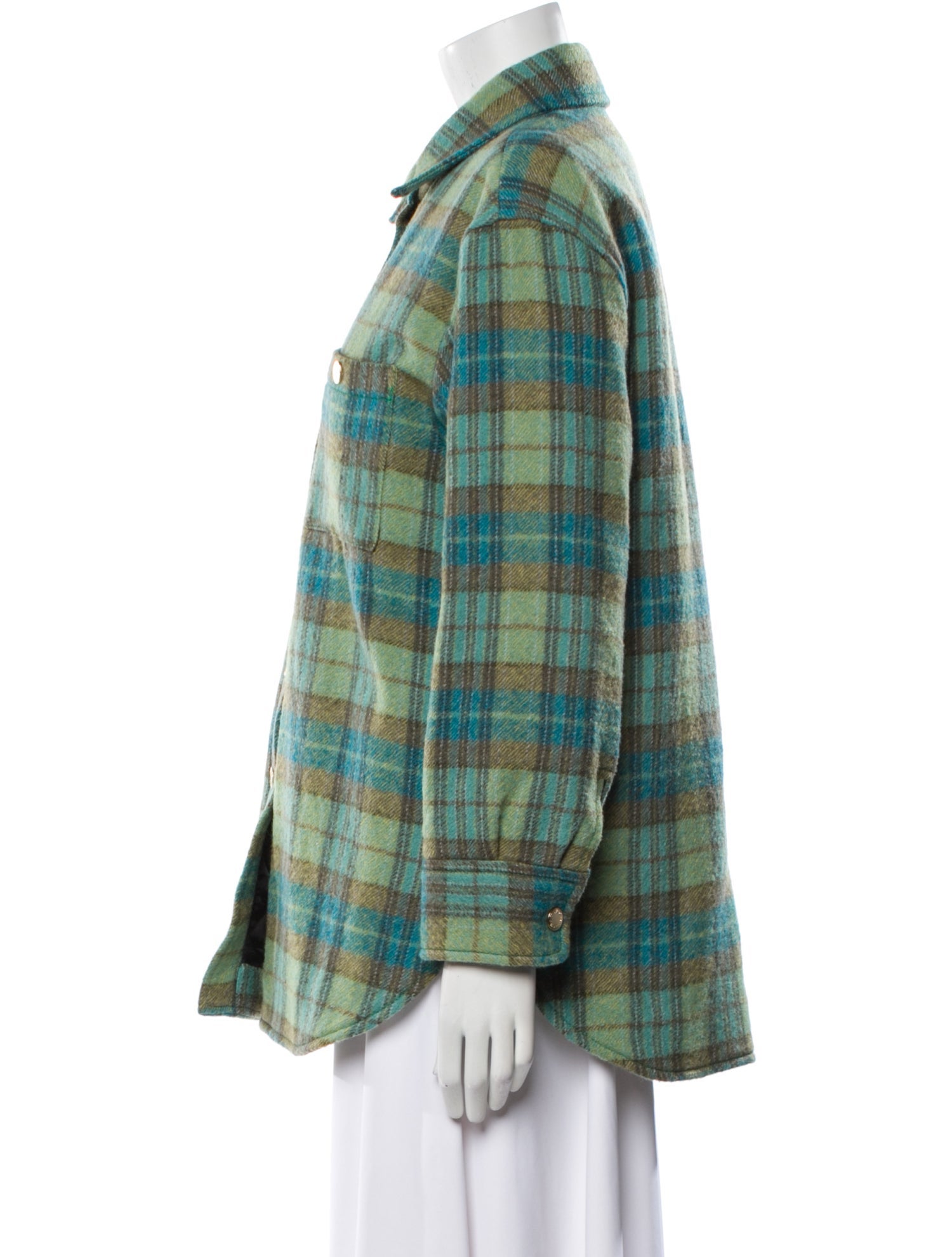 Sandro Virgin Wool Plaid Print Jacket