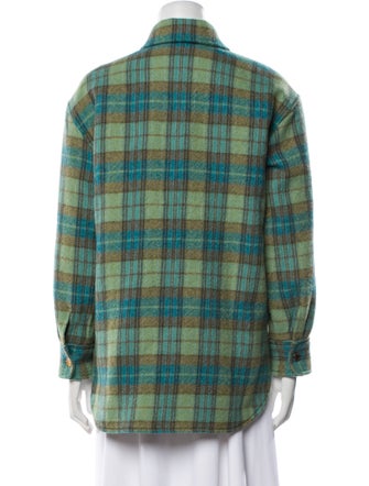 Sandro Virgin Wool Plaid Print Jacket