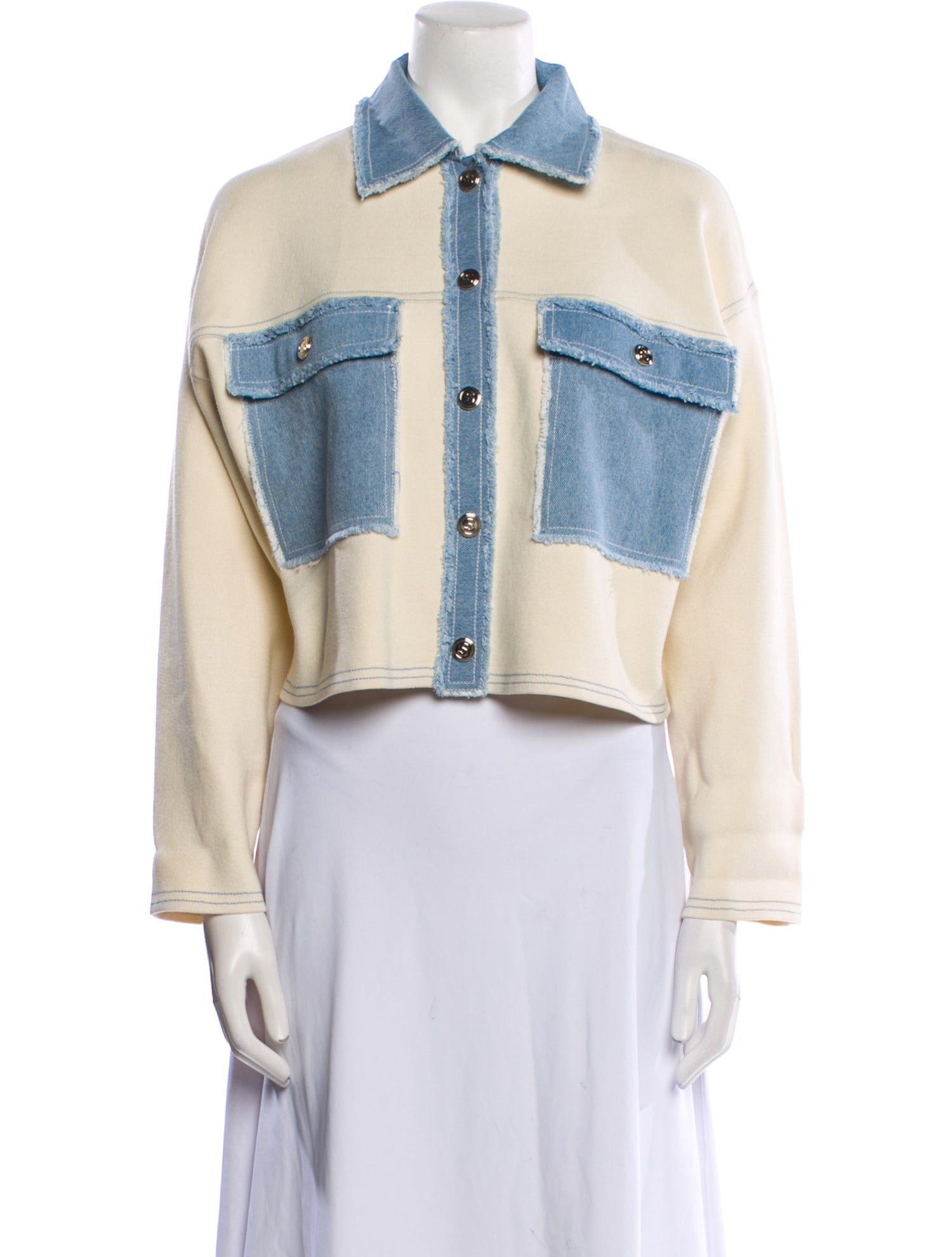 Sandro Colorblock Pattern Denim Jacket