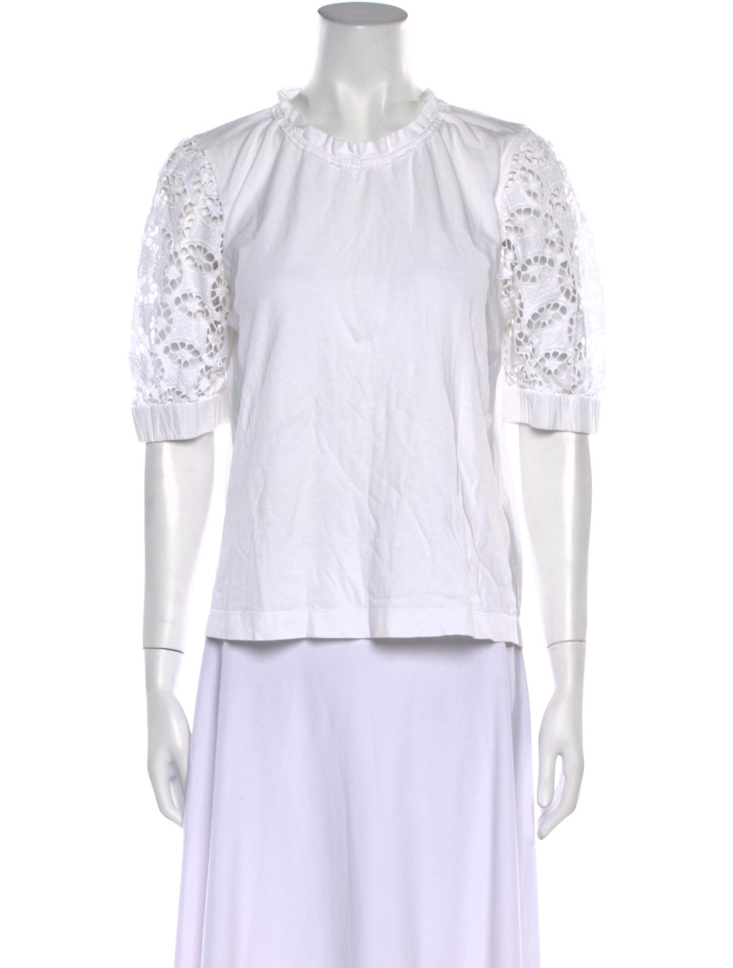 Sandro Crew Neck Three-Quarter Sleeve Top