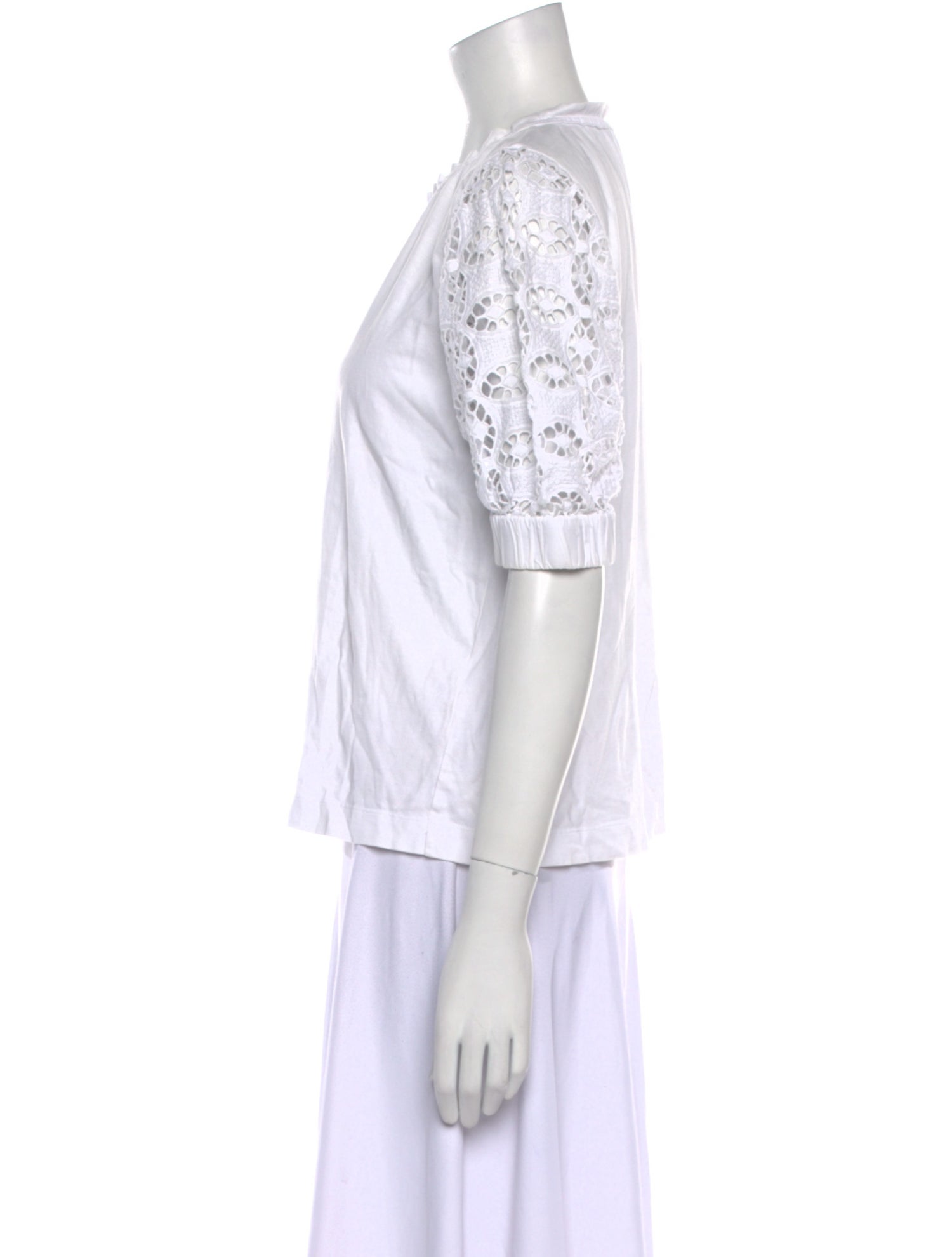 Sandro Crew Neck Three-Quarter Sleeve Top