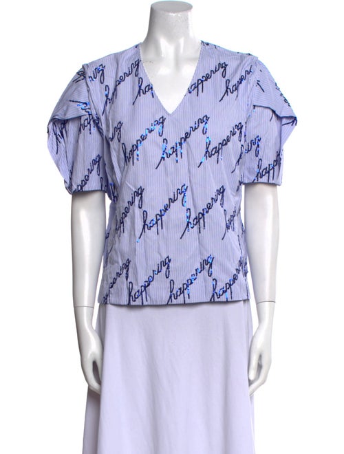 Sandro Printed V-Neck Blouse