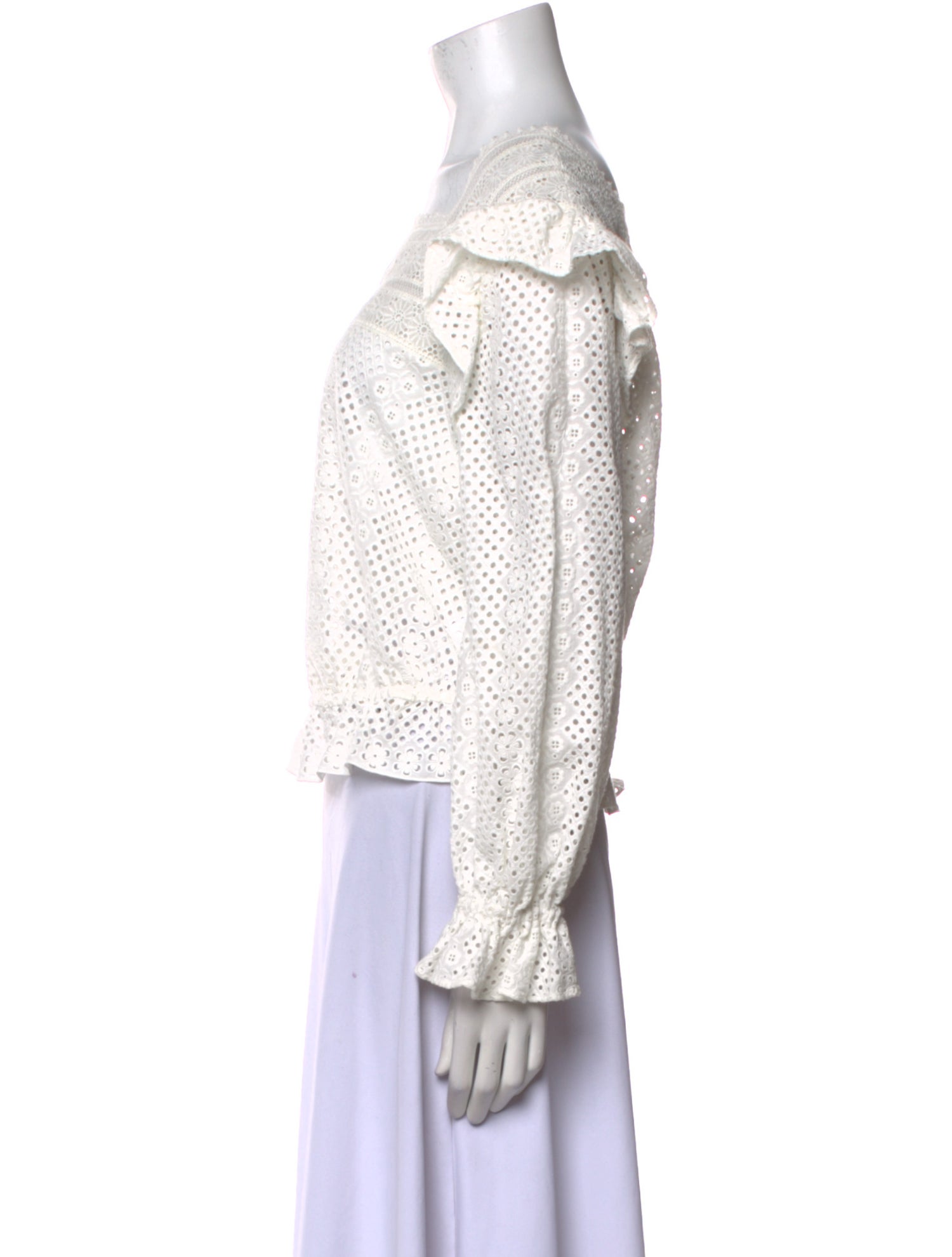 Sandro Square Neckline Long Sleeve Crop Top