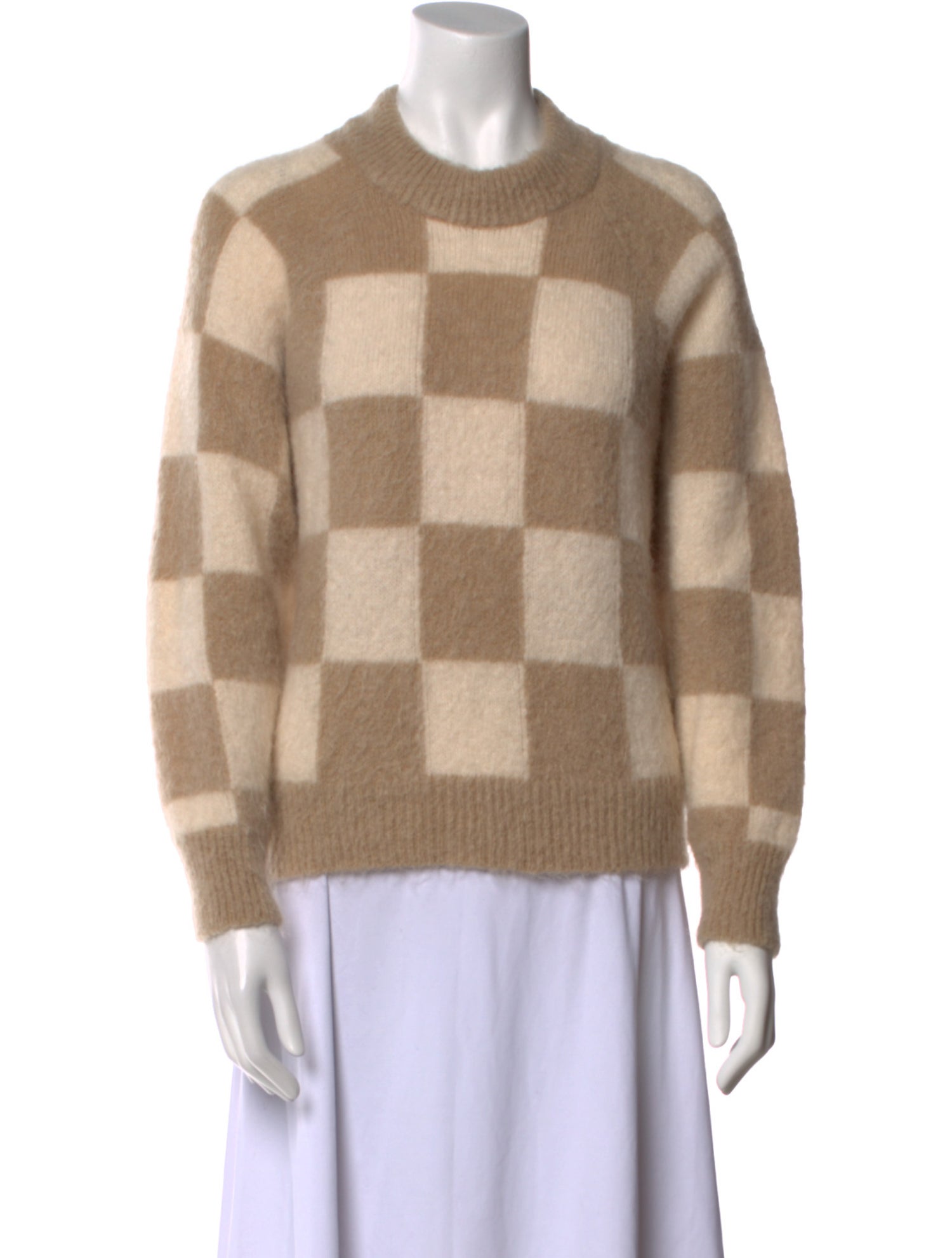 Sandro Plaid Print Crew Neck Sweater