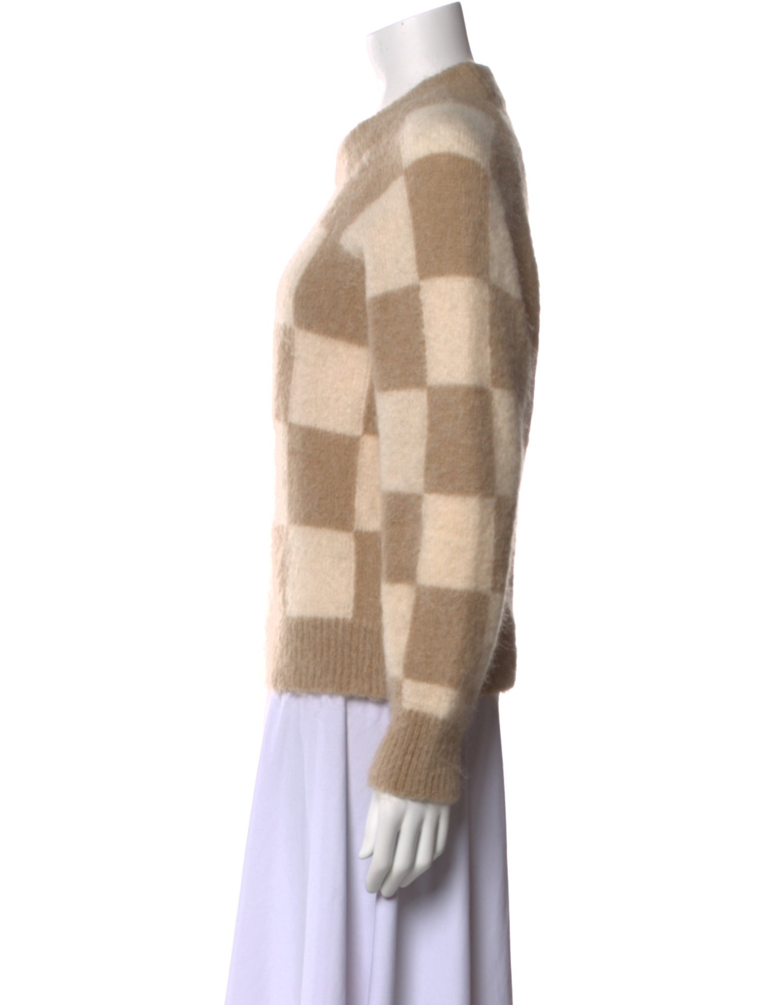 Sandro Plaid Print Crew Neck Sweater