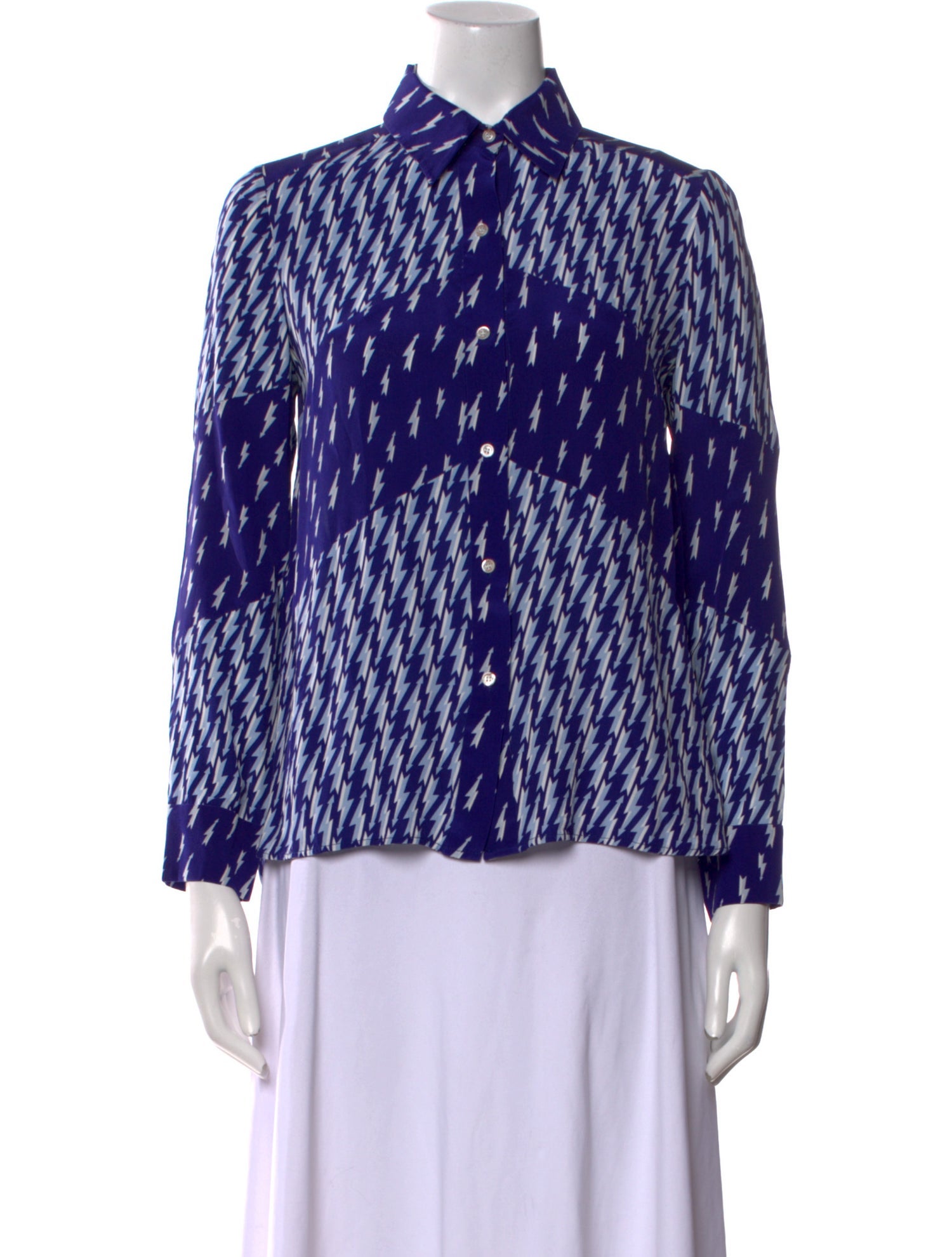 Sandro Silk Printed Button-Up Top