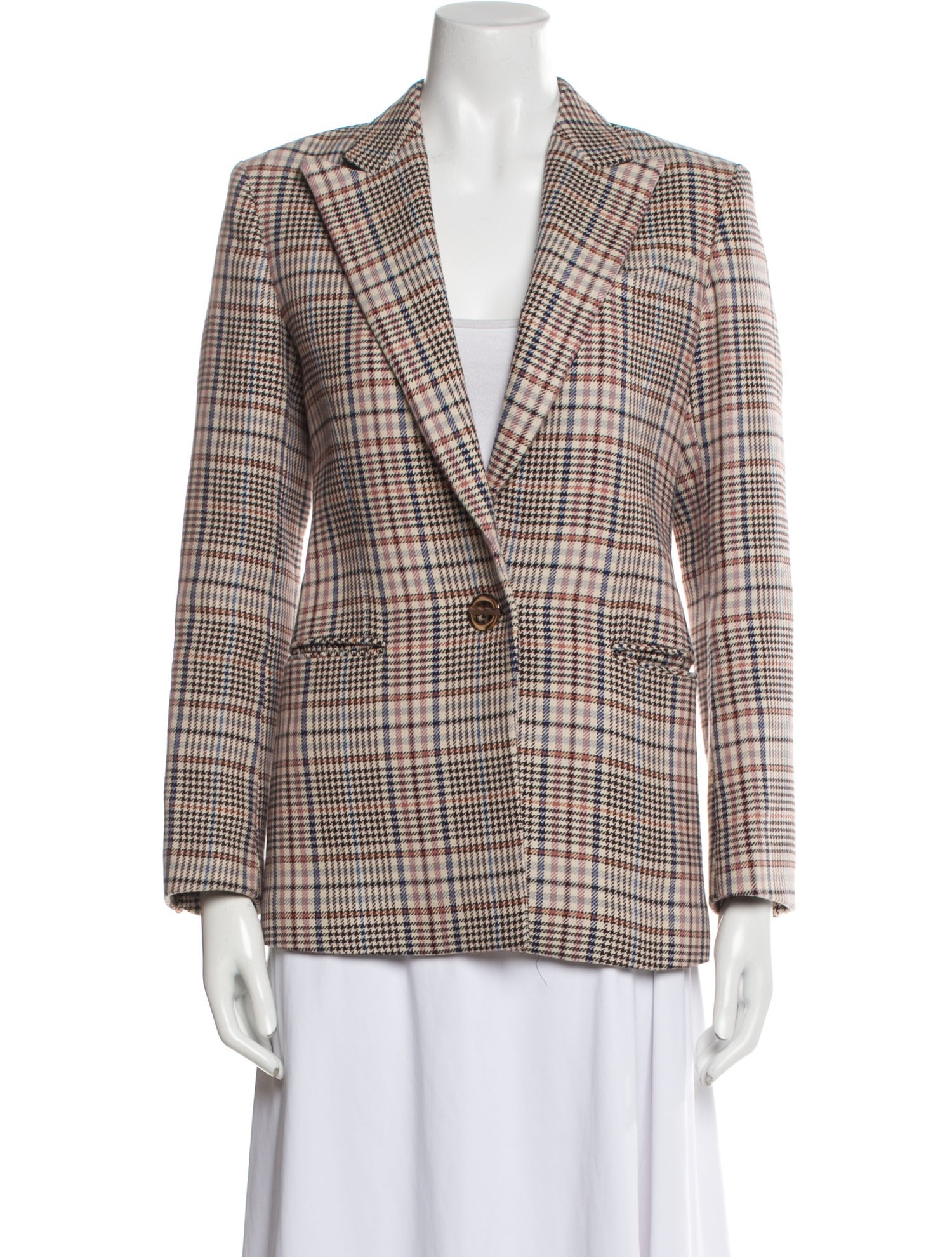 Sandro Plaid Print Blazer