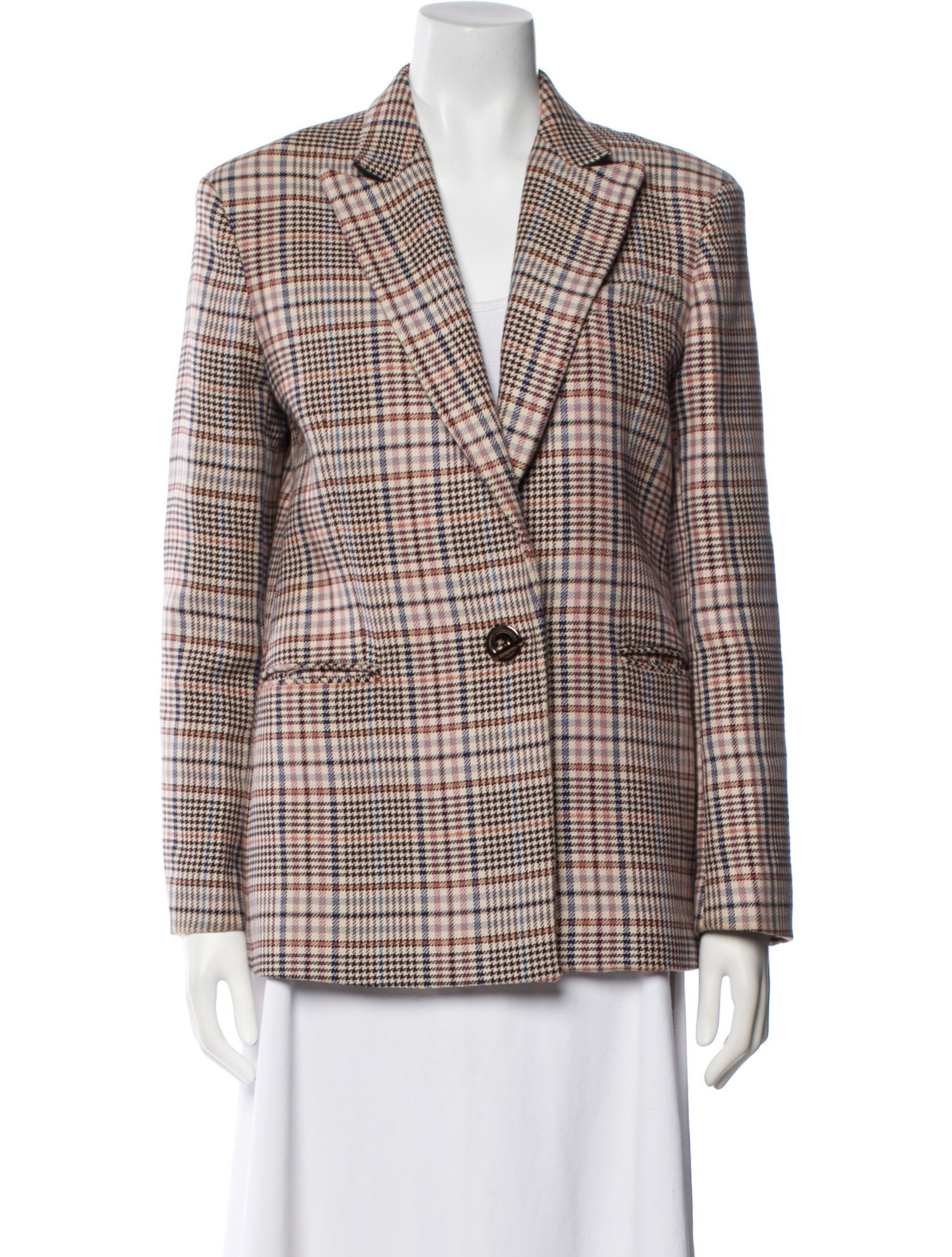 Sandro Plaid Print Blazer