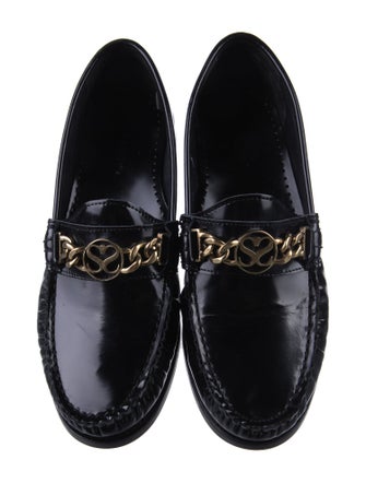 Sandro Leather Chain-Link Accents Loafers