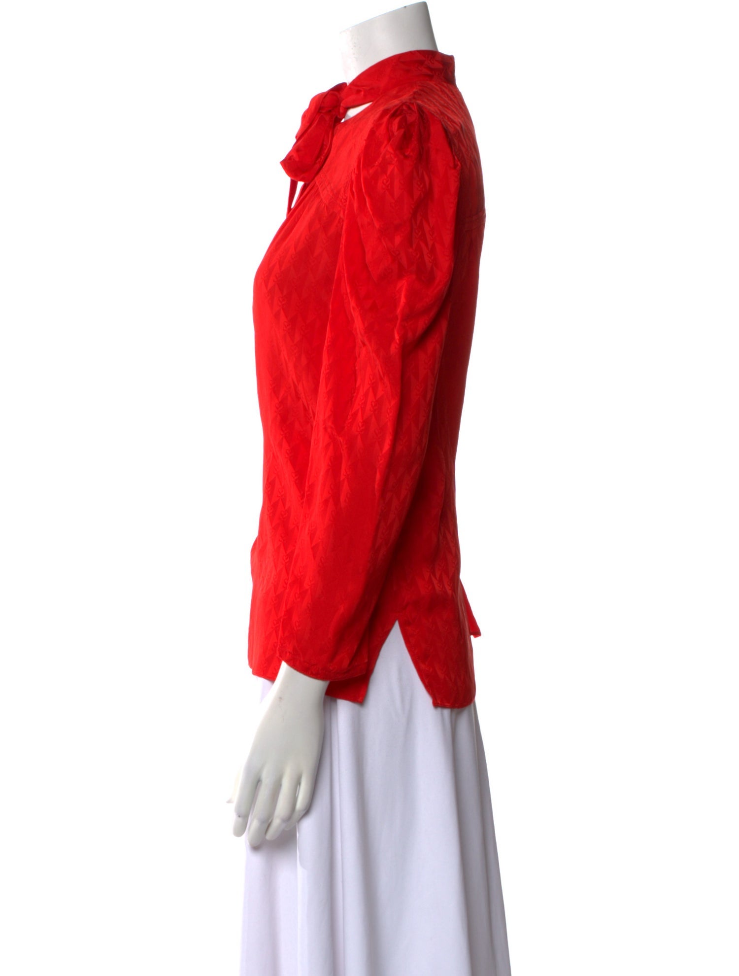 Sandro Tie Neck Three-Quarter Sleeve Blouse