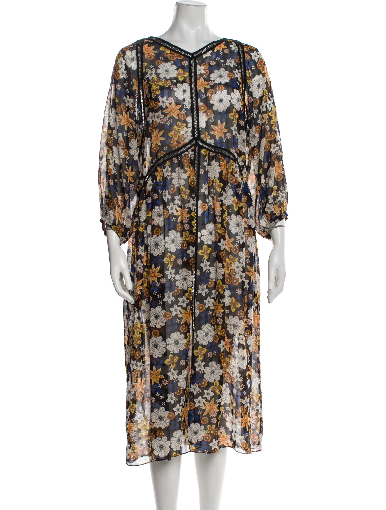 Sandro Floral Print Midi Length Dress