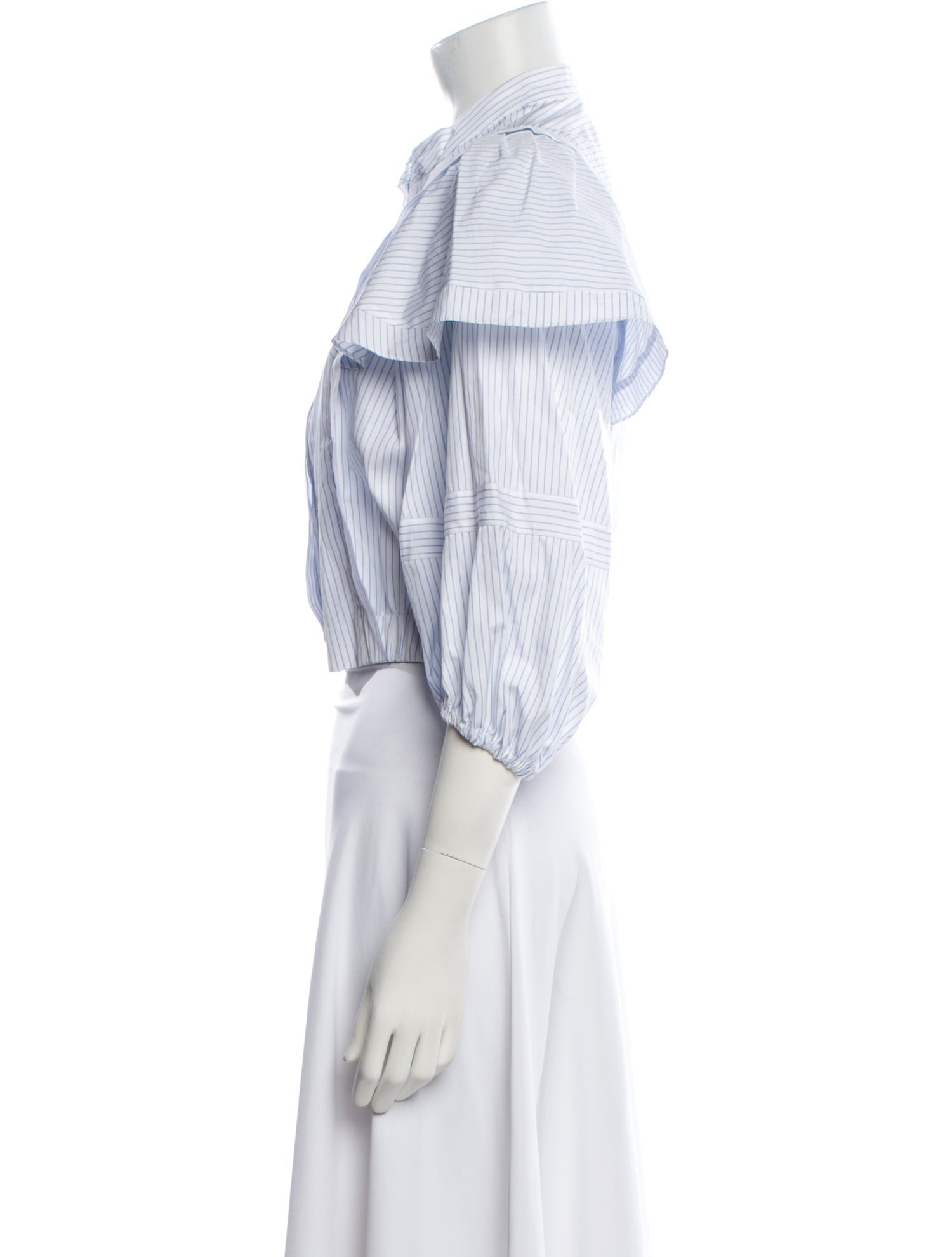 Sandro Striped Three-Quarter Sleeve Button-Up Top