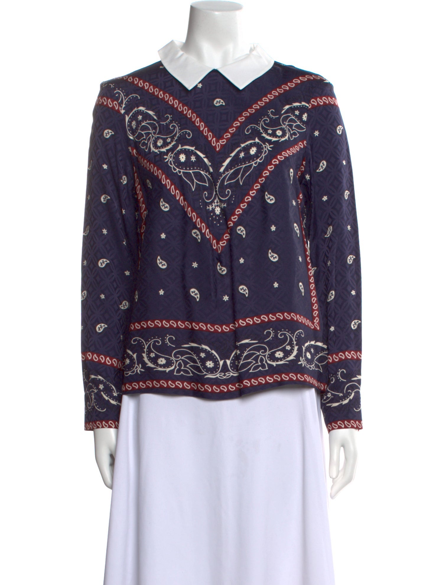Sandro Paisley Print Long Sleeve Blouse