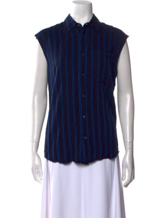Sandro Striped Sleeveless Button-Up Top