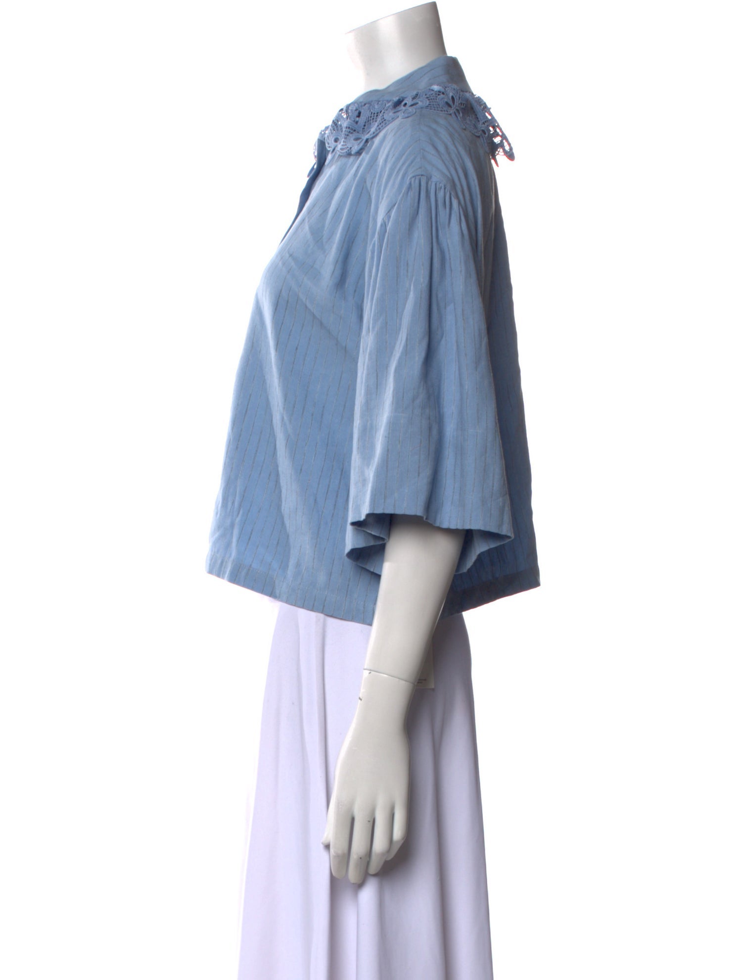 Sandro Mock Neck Three-Quarter Sleeve Crop Top