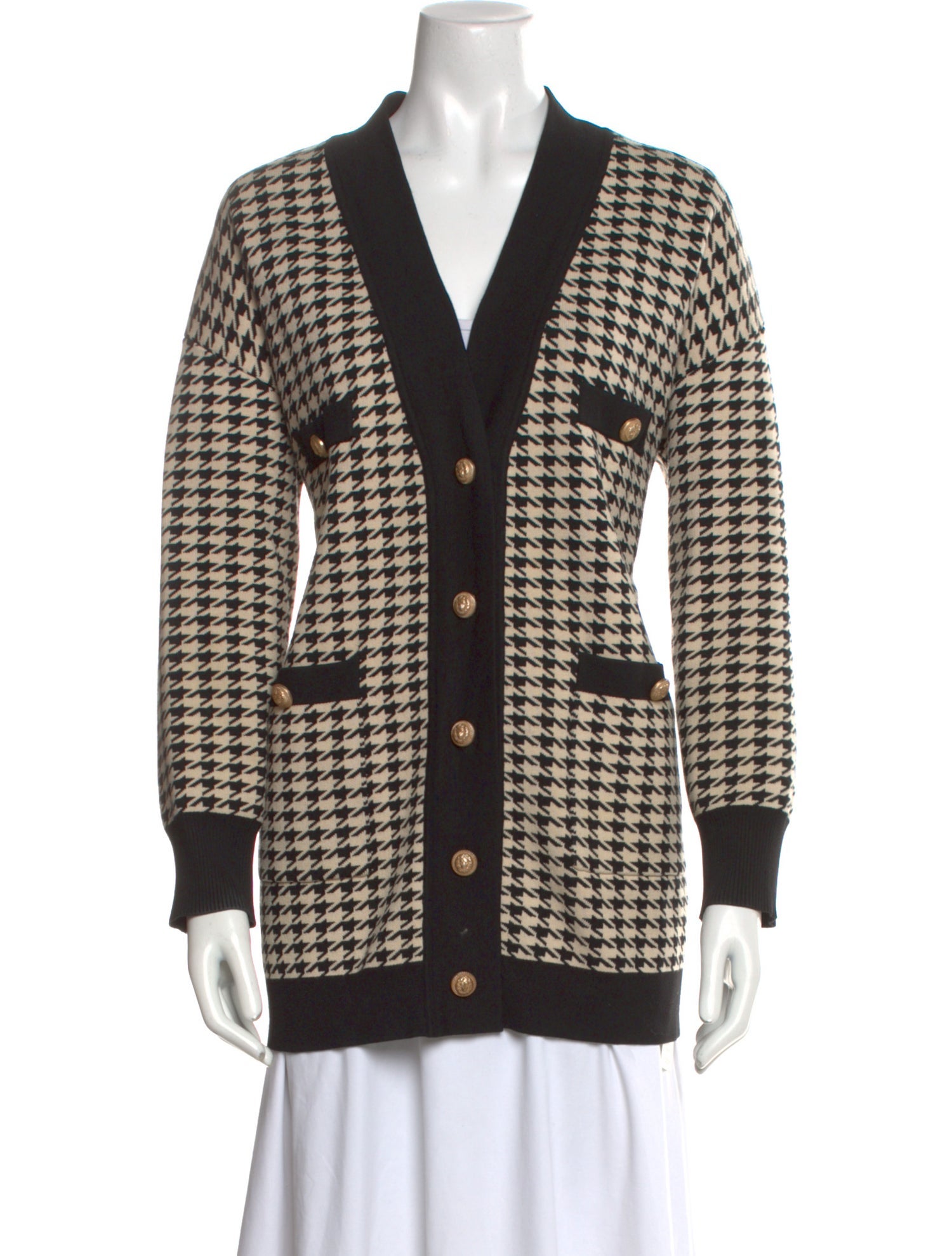 Sandro Houndstooth Print V-Neck Sweater