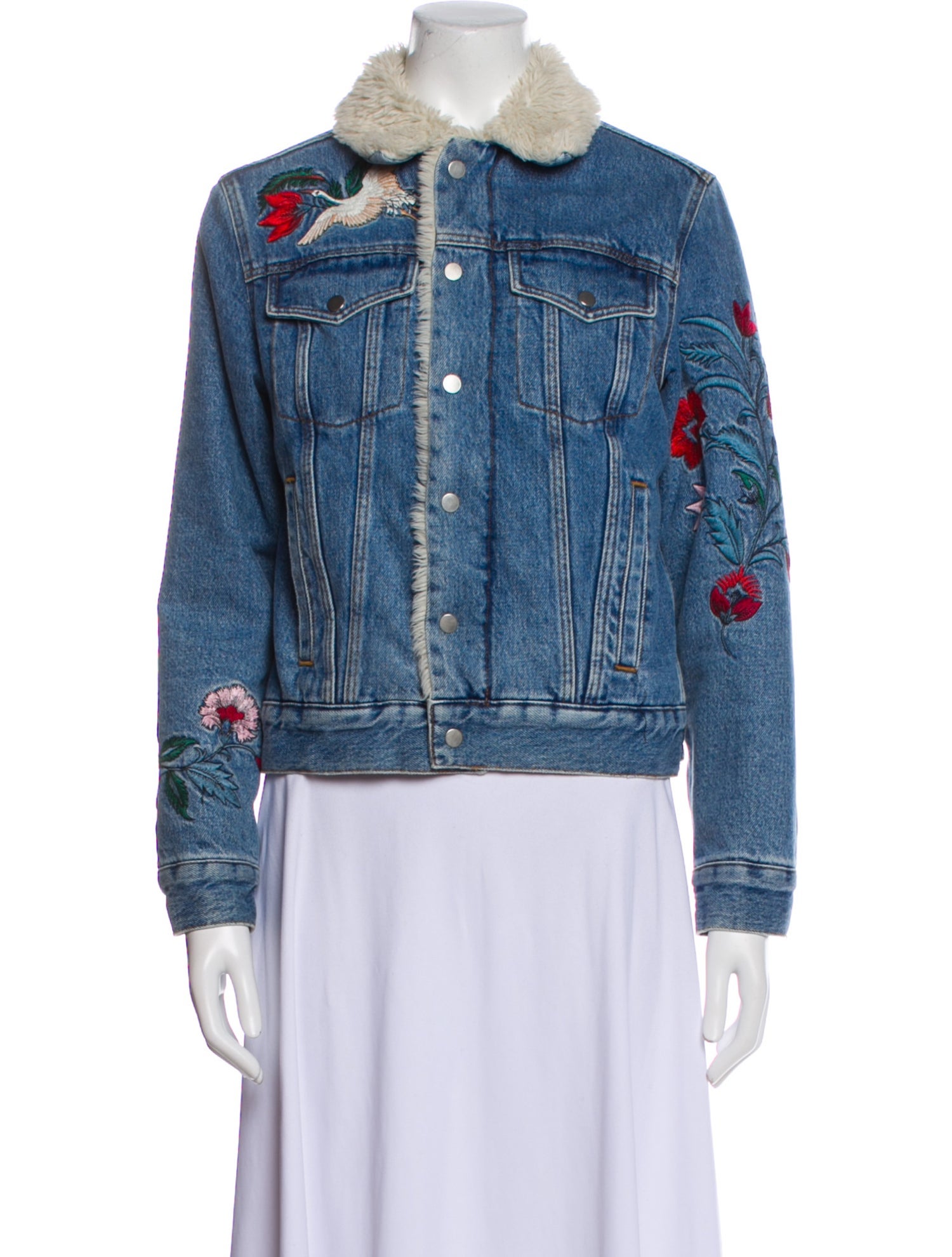 Sandro Floral Print Denim Jacket