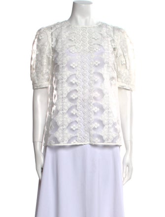 Sandro Lace Pattern Crew Neck Blouse