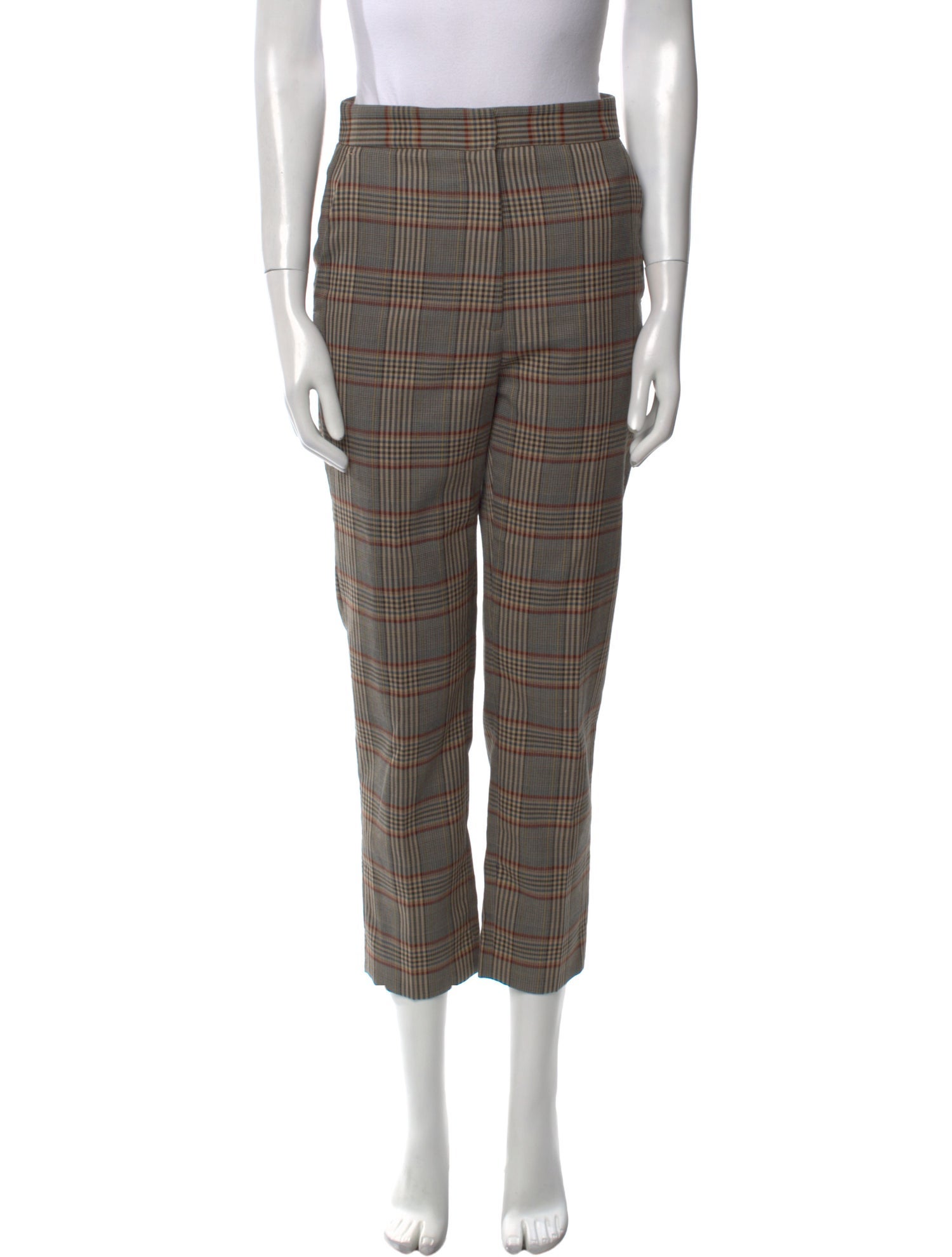 Sandro Plaid Print Straight Leg Pants