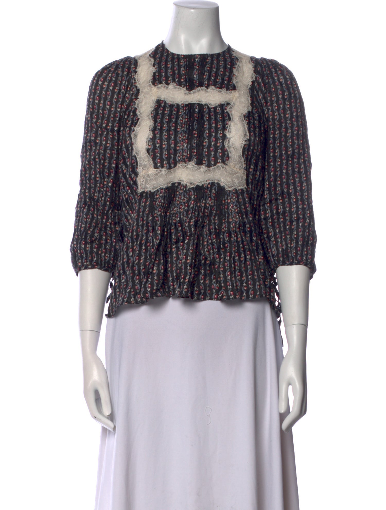 Sandro Printed Crew Neck Crop Top