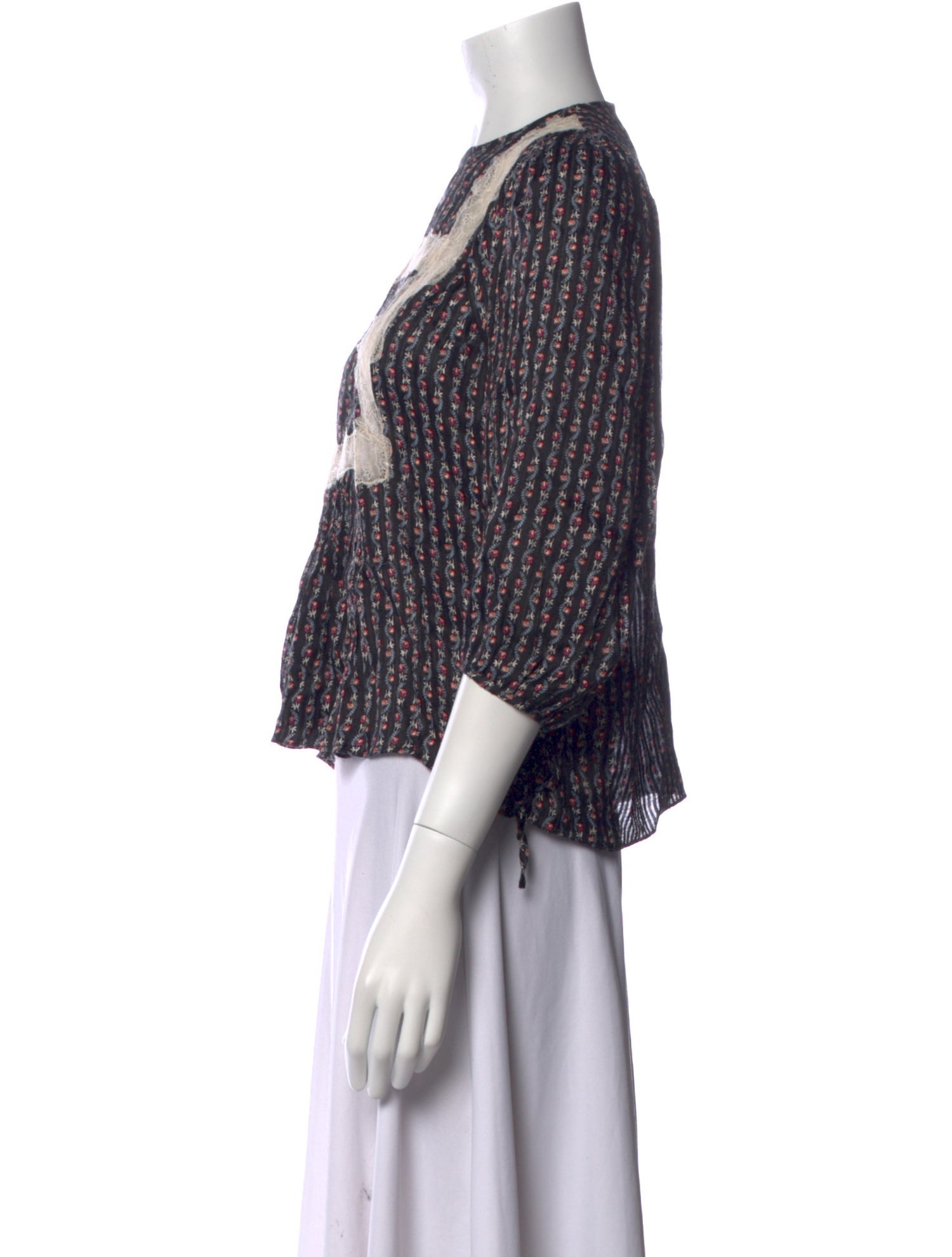 Sandro Printed Crew Neck Crop Top