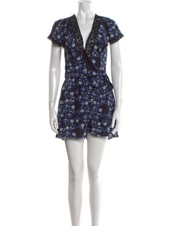 Sandro Floral Print V-Neck Romper