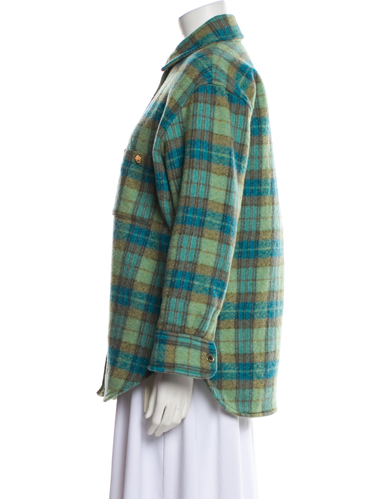 Sandro Virgin Wool Plaid Print Jacket