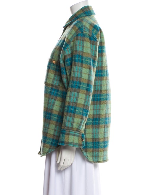 Sandro Virgin Wool Plaid Print Jacket