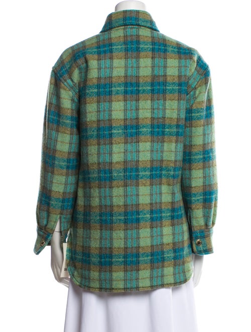 Sandro Virgin Wool Plaid Print Jacket