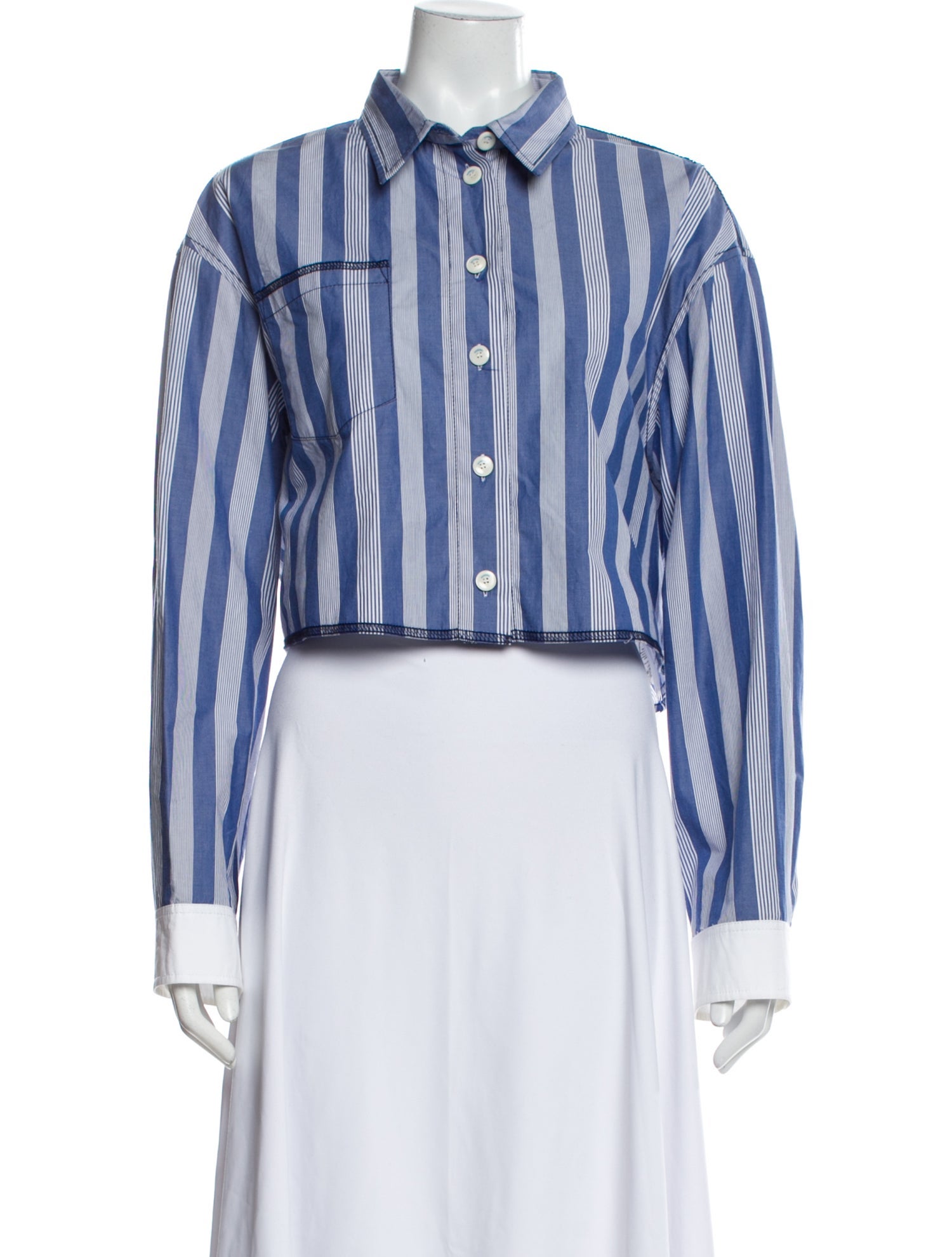 Sandro Striped Long Sleeve Crop Top