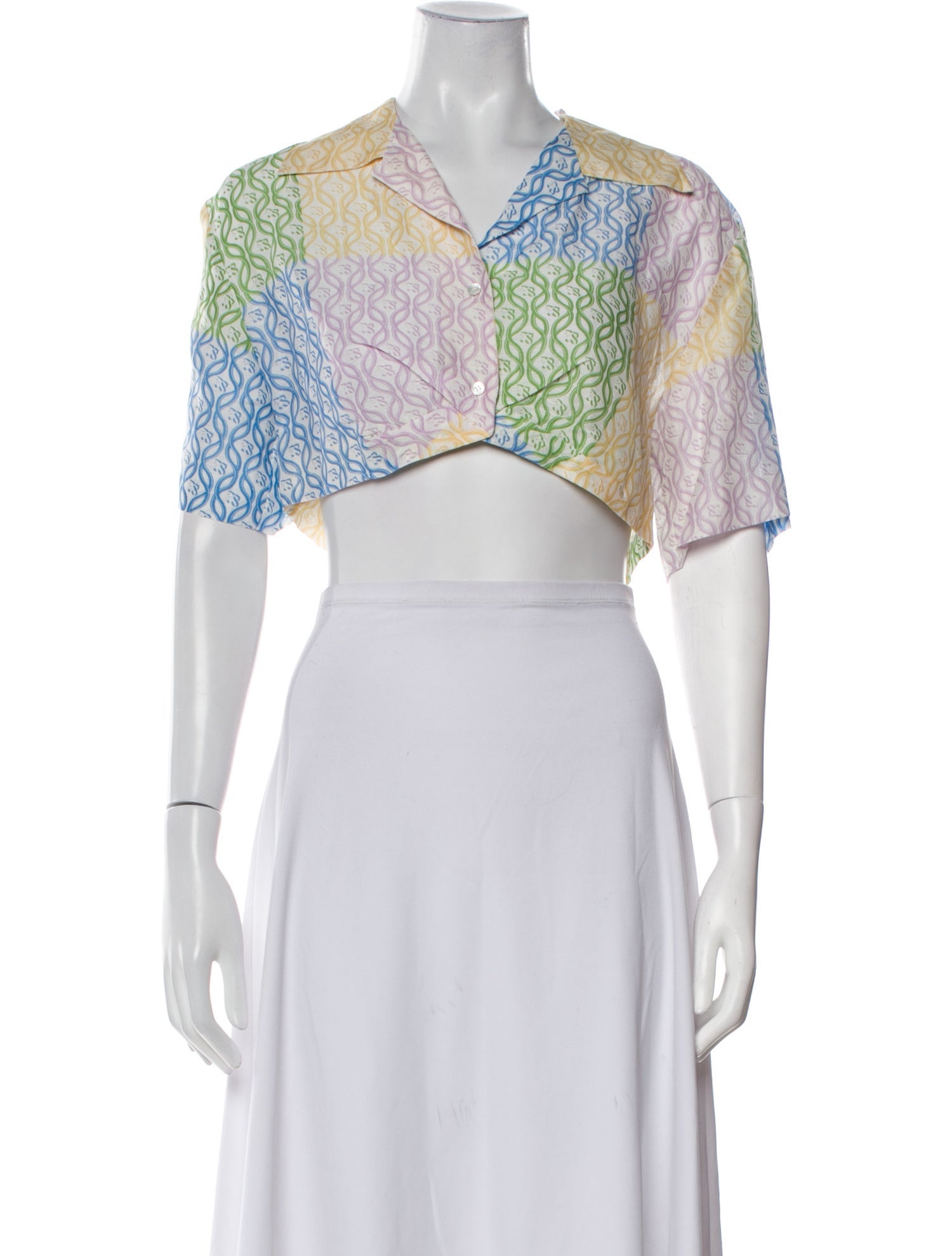 Sandro Printed Short Sleeve Crop Top