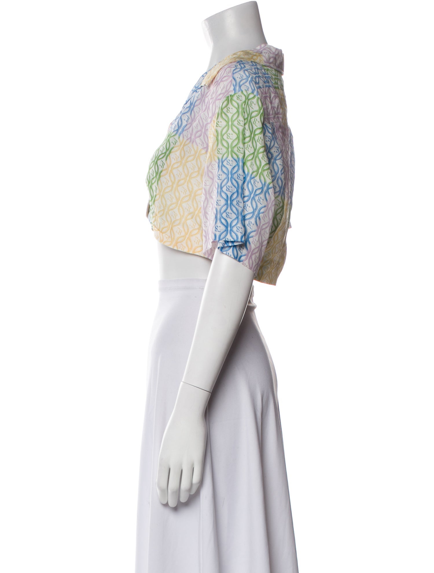 Sandro Printed Short Sleeve Crop Top