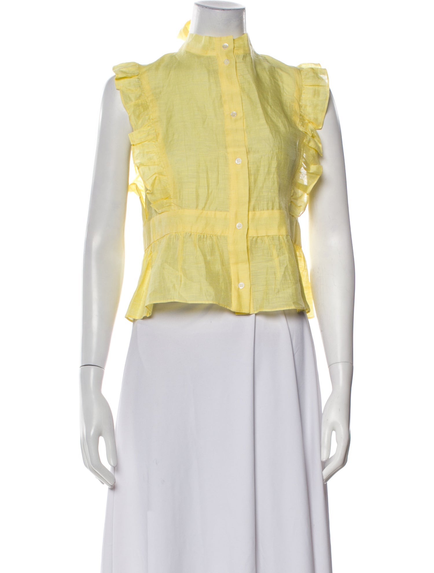 Sandro Linen Mock Neck Crop Top