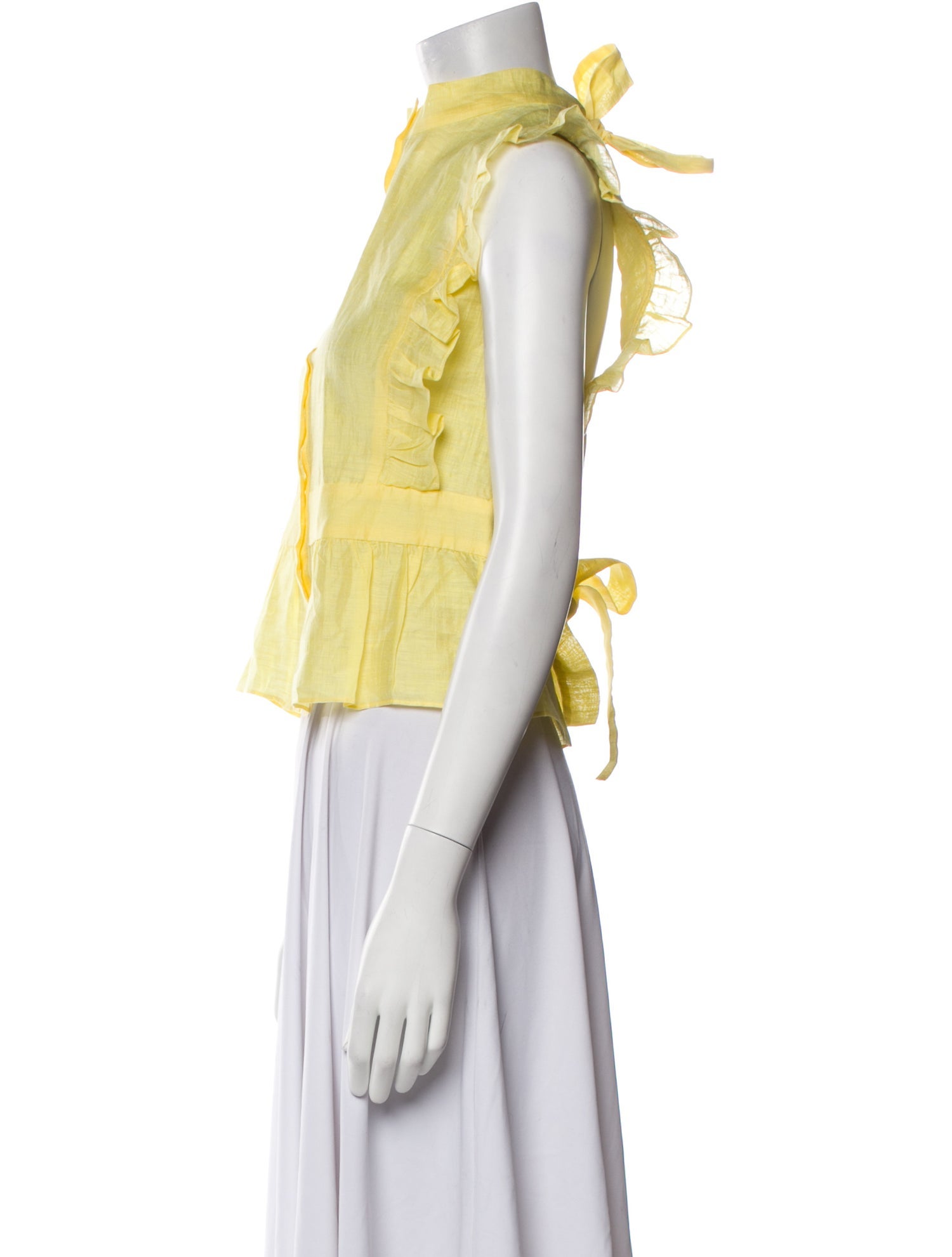 Sandro Linen Mock Neck Crop Top