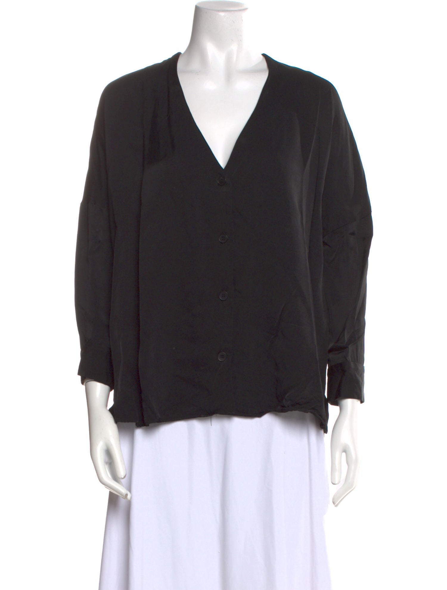 Sandro V-Neck Three-Quarter Sleeve Blouse