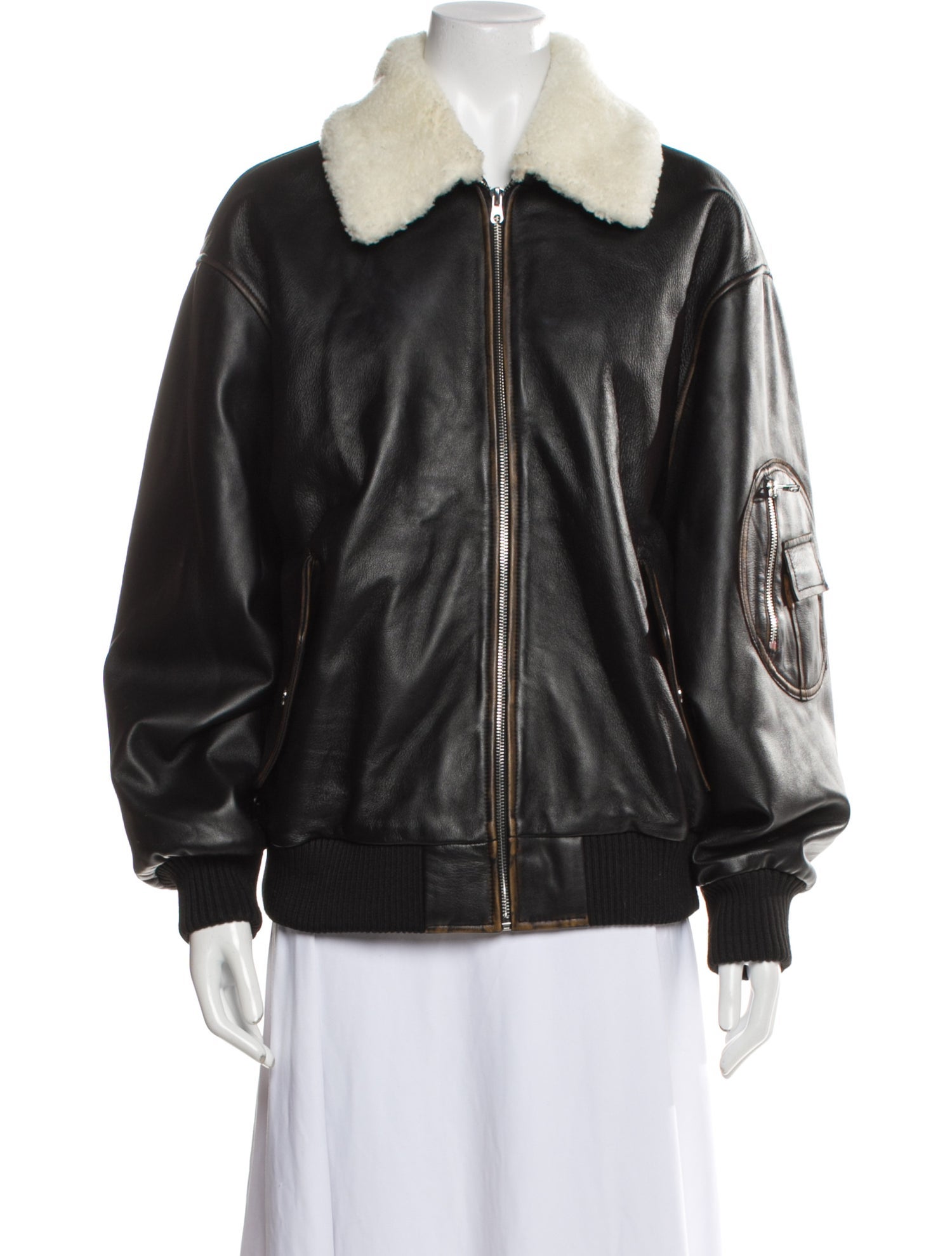 Sandro Leather Bomber Jacket