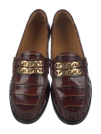 Sandro Embossed Leather Chain-Link Accents Loafers