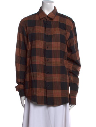 Sandro Plaid Print Long Sleeve Button-Up Top