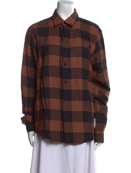 Sandro Plaid Print Long Sleeve Button-Up Top