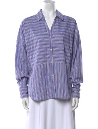Sandro Striped Long Sleeve Button-Up Top