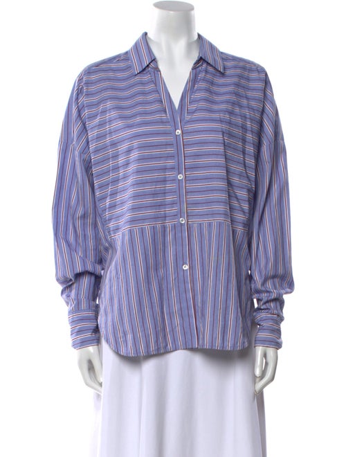 Sandro Striped Long Sleeve Button-Up Top